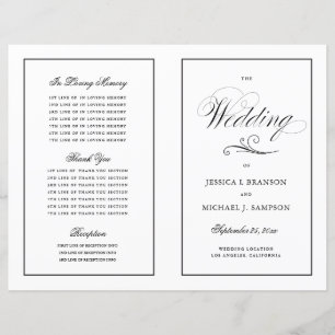 Programme de mariage élégant pliable avec bordure