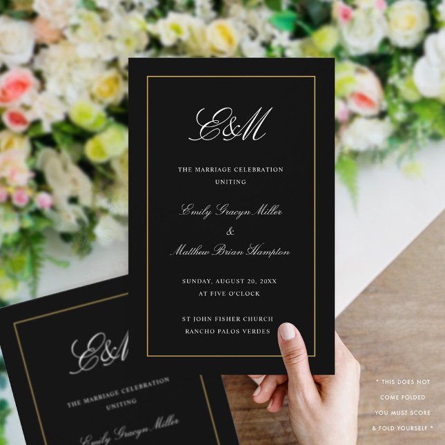 Programme de mariage élégant pliable Monogramme No (Créateur téléchargé)