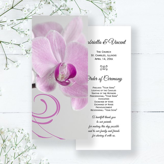 Programme de mariage élégant pour orchidée rose (Créateur téléchargé)