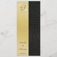 Programme de mariage en cuir noir Monogramme Invit