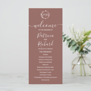 Programme de mariage en terre cuite Monogram