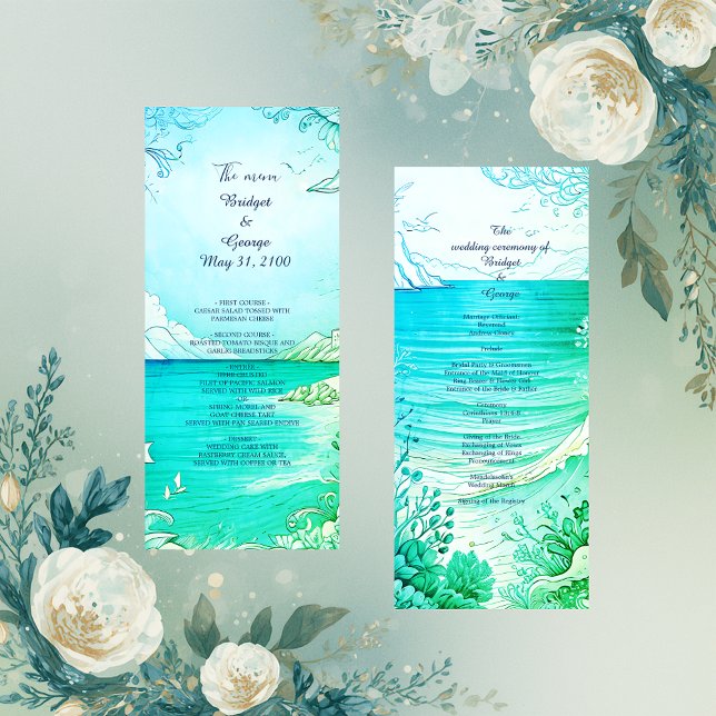 programme de mariage et menu ambiance côtière bleu (Créateur téléchargé)