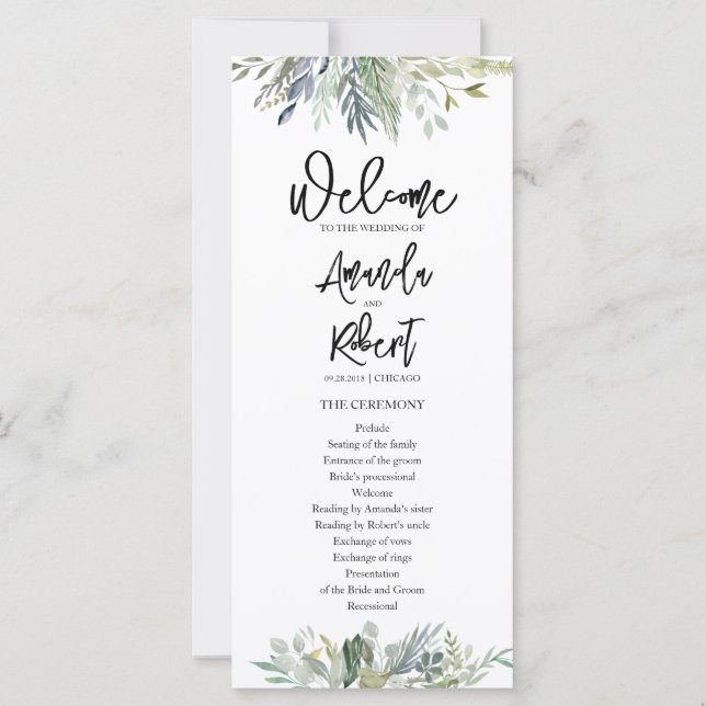 Programme de mariage Eucalyptus verdoyant (Devant)