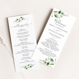 Programme de mariage Eucalyptus vert simple