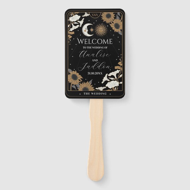 Programme de mariage Éventail à main Tarot Soleil  (Devant)