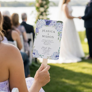 Programme de mariage éventail Hydrangea Bleu