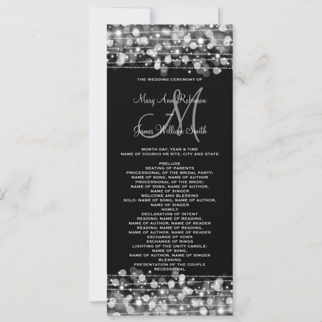 Programme de mariage Fête Étincelle Argent (Devant)