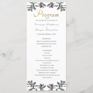 Programme de mariage feuille tropicale or script