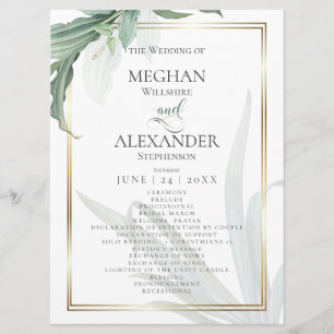 Programme de mariage   Feuilles tropicaux modernes