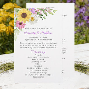 Programme de mariage Fleur de tournesol sauvage fl