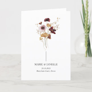 Programme de mariage Fleur sauvage moderne Boho Bo