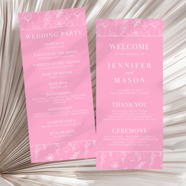 Programme de mariage fleur sauvage rose chaud (Créateur téléchargé)