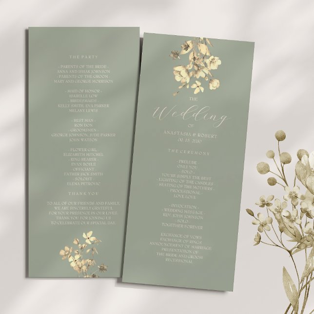 Programme de mariage Fleur sauvage Sage Green (Créateur téléchargé)