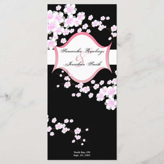 Programme de mariage - Fleurs de cerises noires et (Devant)