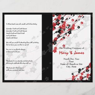 Programme de mariage Fleurs japonaises Rouge