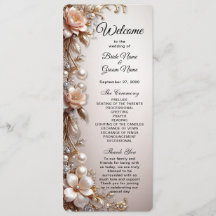 Programme de mariage Fleurs roses et blanches tend
