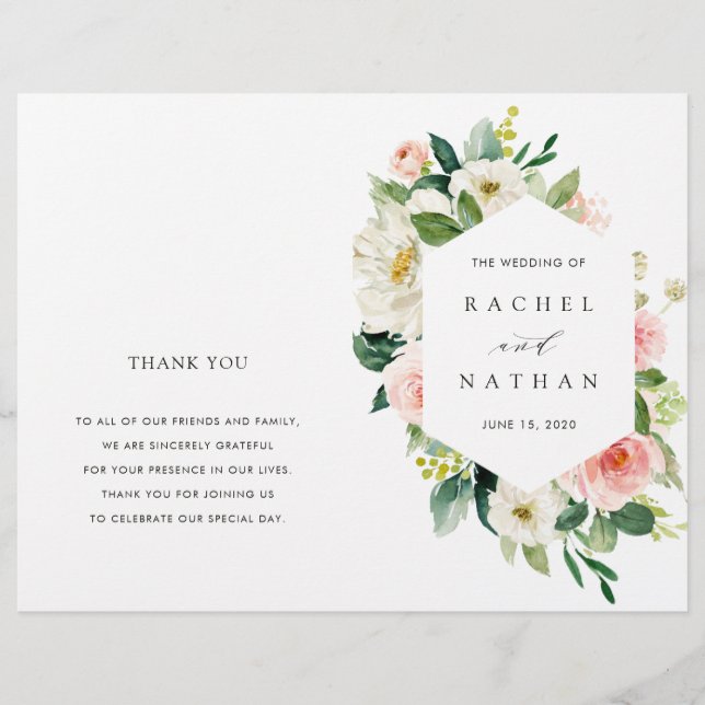 Programme de mariage floral à fleurs blanches (Devant)