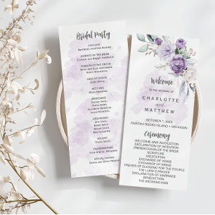 Programme de mariage floral aux pivoines lavande v