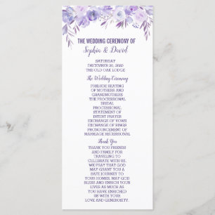 Programme de mariage floral bleu clair et pourpre