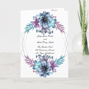 Programme de mariage floral bleu et violet