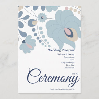 Programme de mariage floral bleu poussiéreux