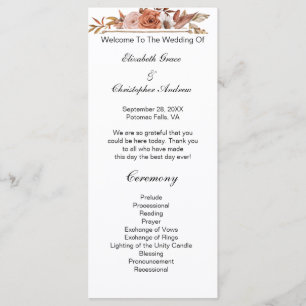 Programme de mariage floral boho Terracotta Rust