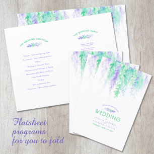 Programme de mariage floral de la vigne verte aqua
