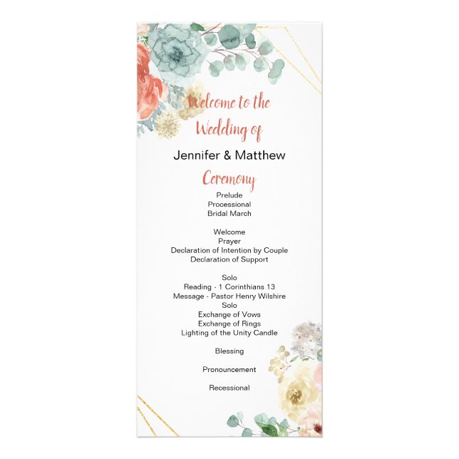 Programme de mariage floral de l'abricot (Devant)
