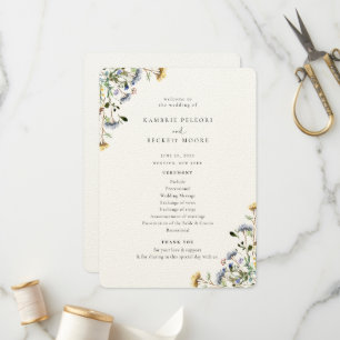 Programme de mariage floral de prairie sauvage