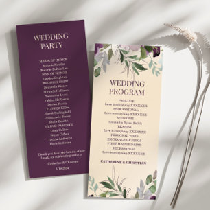 Programme de mariage floral de prune beige