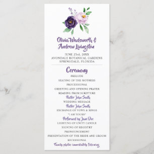 Programme de mariage floral de Purple & Lavender