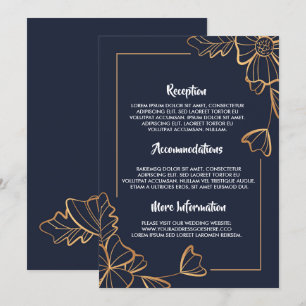 Programme de mariage floral en or et Navy
