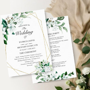 Programme de mariage floral géométrique verdoyant