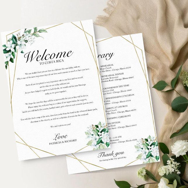 Programme de mariage floral géométrique verdoyant (Créateur téléchargé)
