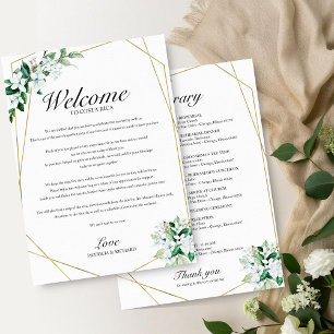 Programme de Mariage Floral Géométrique Verdure