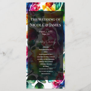 Programme de mariage floral noir et blanc Roses ar