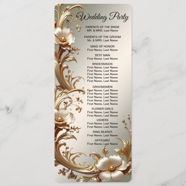 Programme de mariage floral or (Dos)