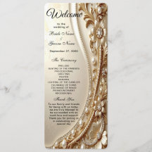 Programme de mariage floral orné élégant en or