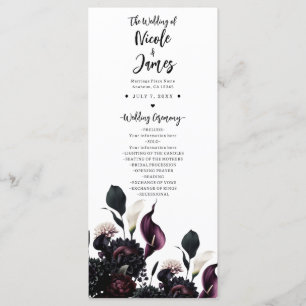 Programme de mariage floral romantique sombre et m