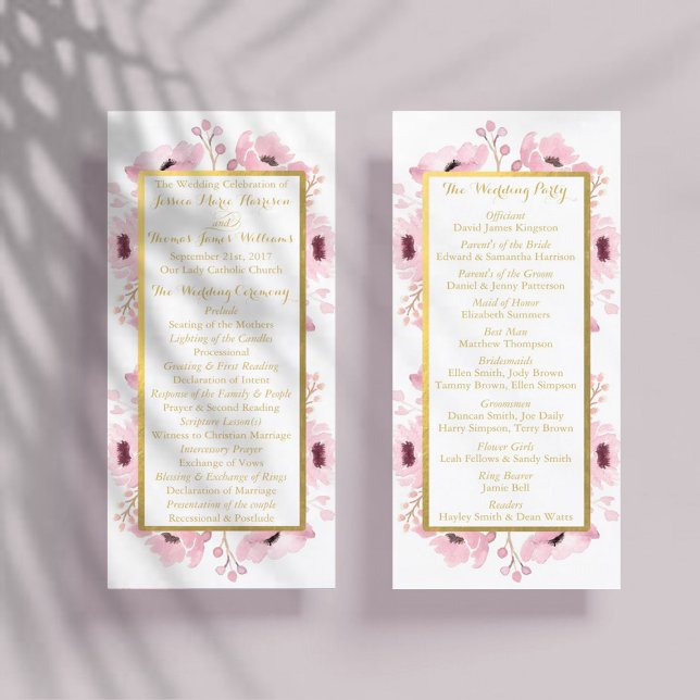 Programme de mariage floral rose de printemps (Créateur téléchargé)