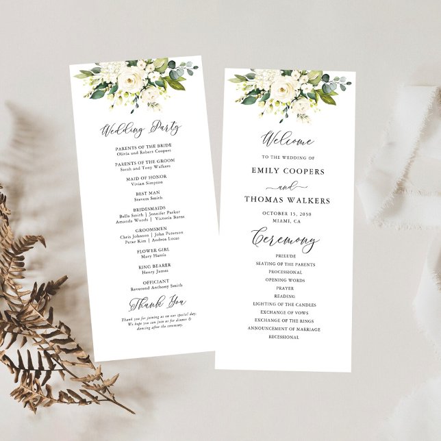 Programme de mariage floral Roses blanches (Créateur téléchargé)