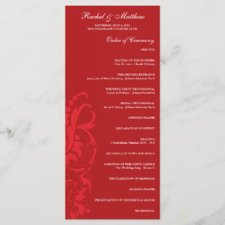 Programme de mariage floral rouge