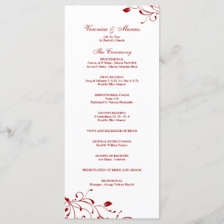 Programme de mariage floral rouge et blanc