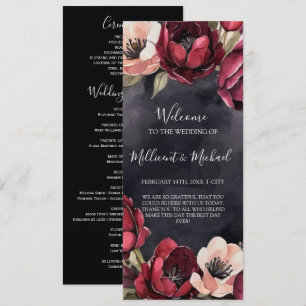 PROGRAMME DE MARIAGE FLORAL ROUGE ET NOIR ESTHÉTIQ