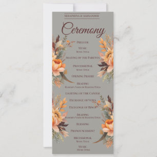 Programme de mariage floral rustique aquarelle d'a