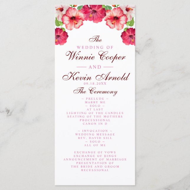 Programme de mariage floral tropical (Devant)