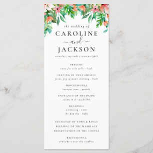 Programme de mariage floral tropical d'été