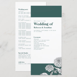 Programme de mariage floral vert vintage