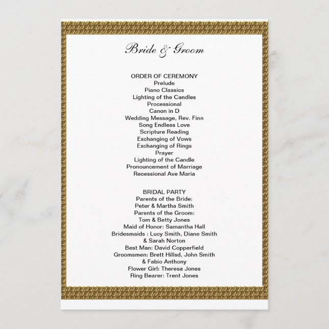 Programme de Mariage Formel Blanc et Or (Devant)