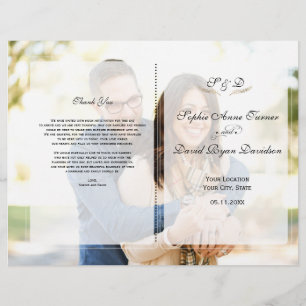 Programme de mariage géométrique avec photo délavé